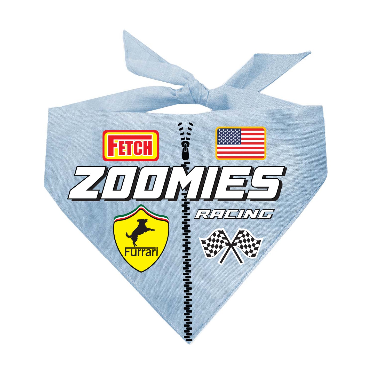 Zoomies Racecar Driver Dog Bandana | 100% Natural Cotton Triangle | Made in USA | Funny Race-Themed Pet Costume
