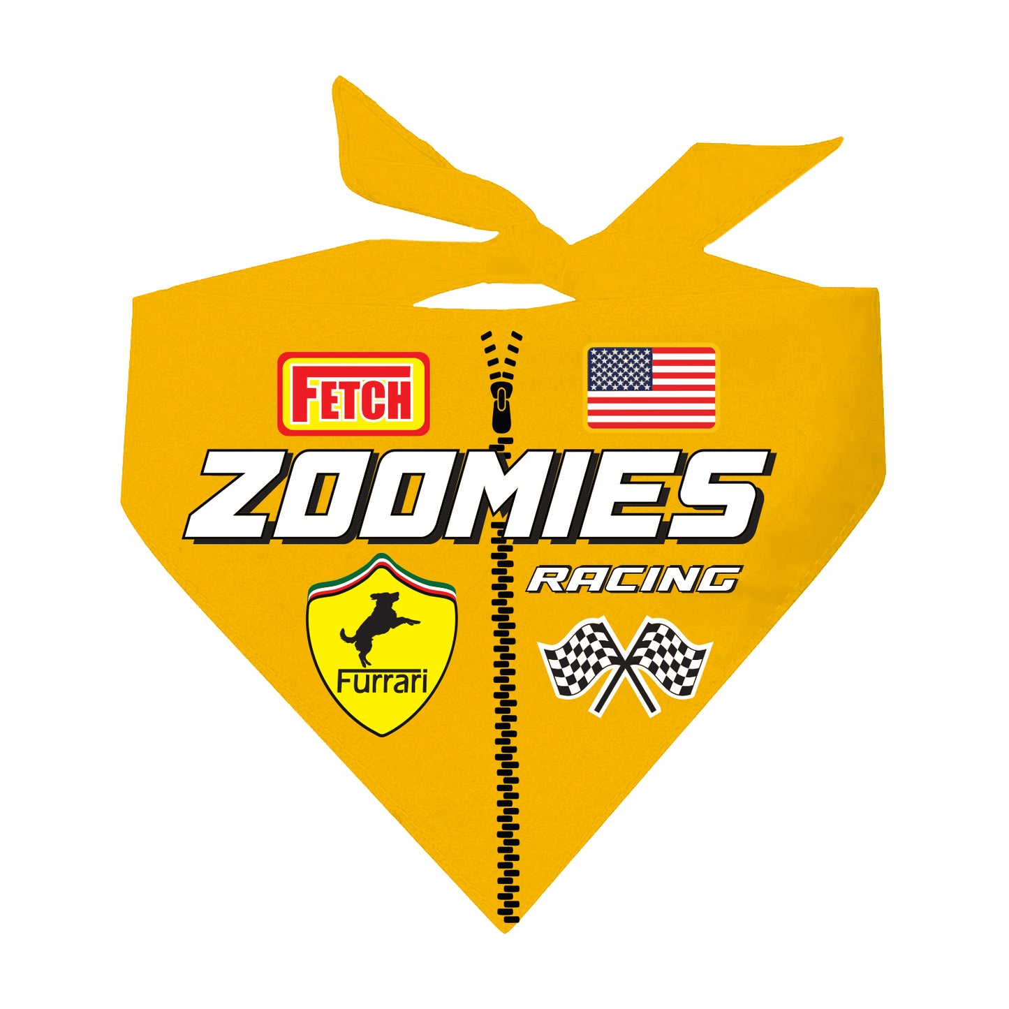 Zoomies Racecar Driver Dog Bandana | 100% Natural Cotton Triangle | Made in USA | Funny Race-Themed Pet Costume