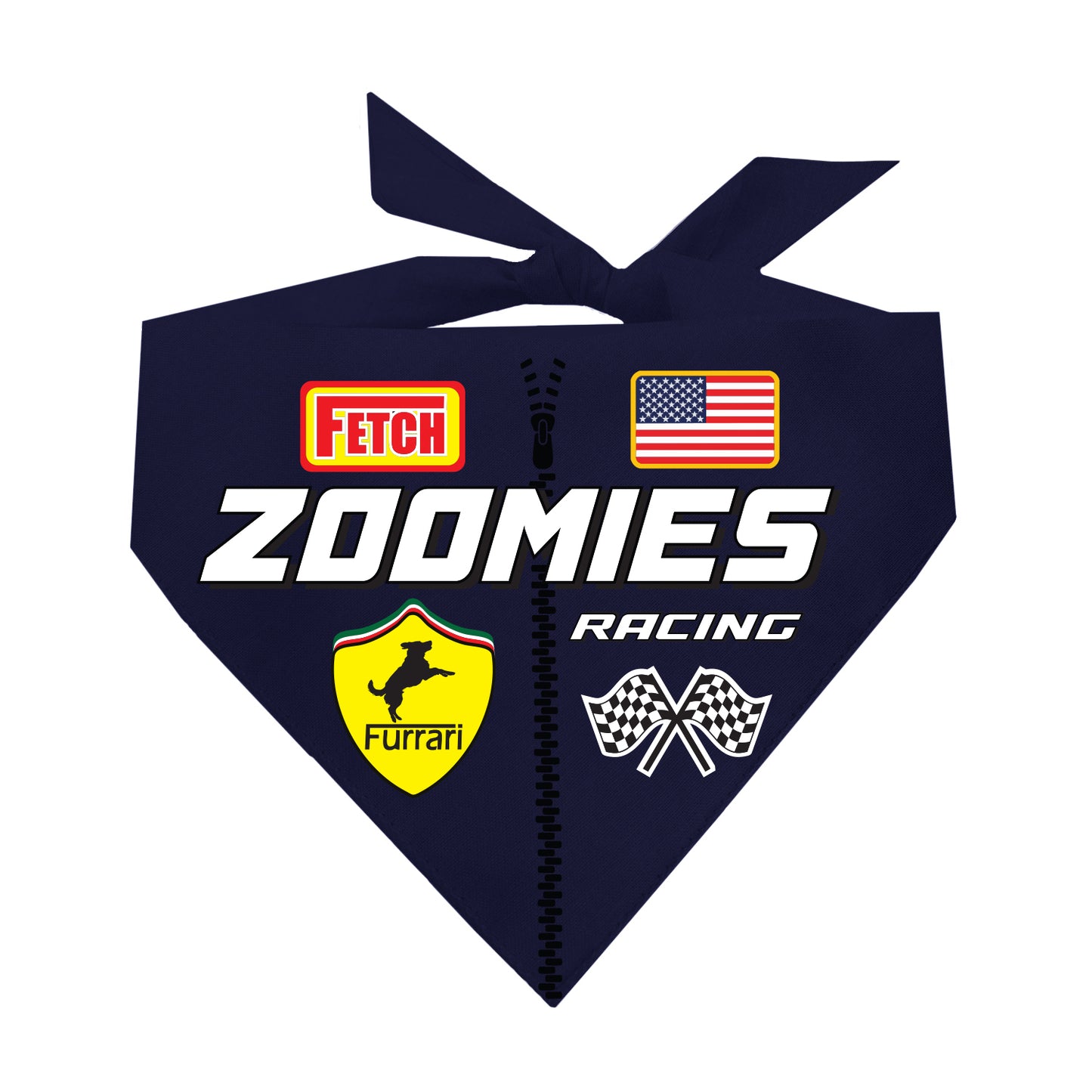 Zoomies Racecar Driver Dog Bandana | 100% Natural Cotton Triangle | Made in USA | Funny Race-Themed Pet Costume
