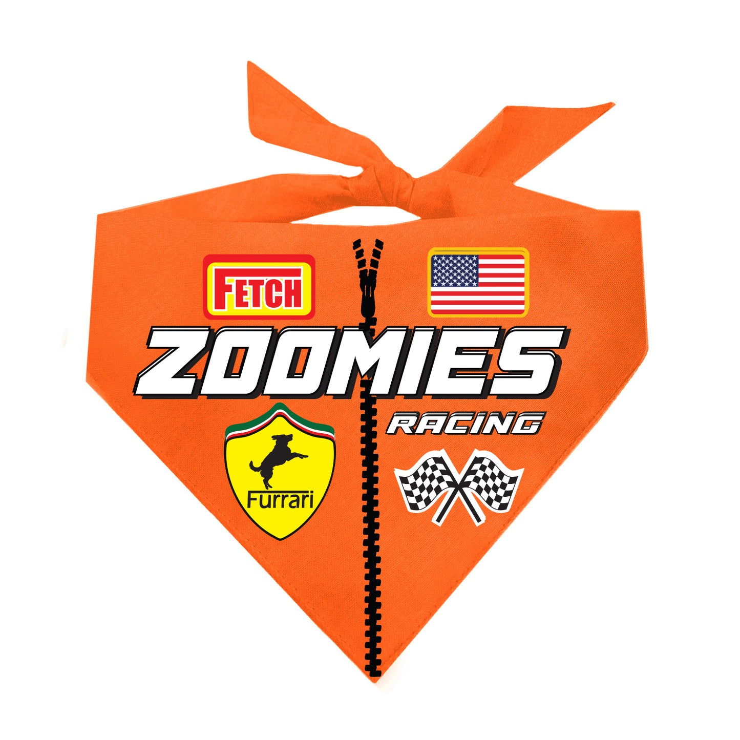 Zoomies Racecar Driver Dog Bandana | 100% Natural Cotton Triangle | Made in USA | Funny Race-Themed Pet Costume
