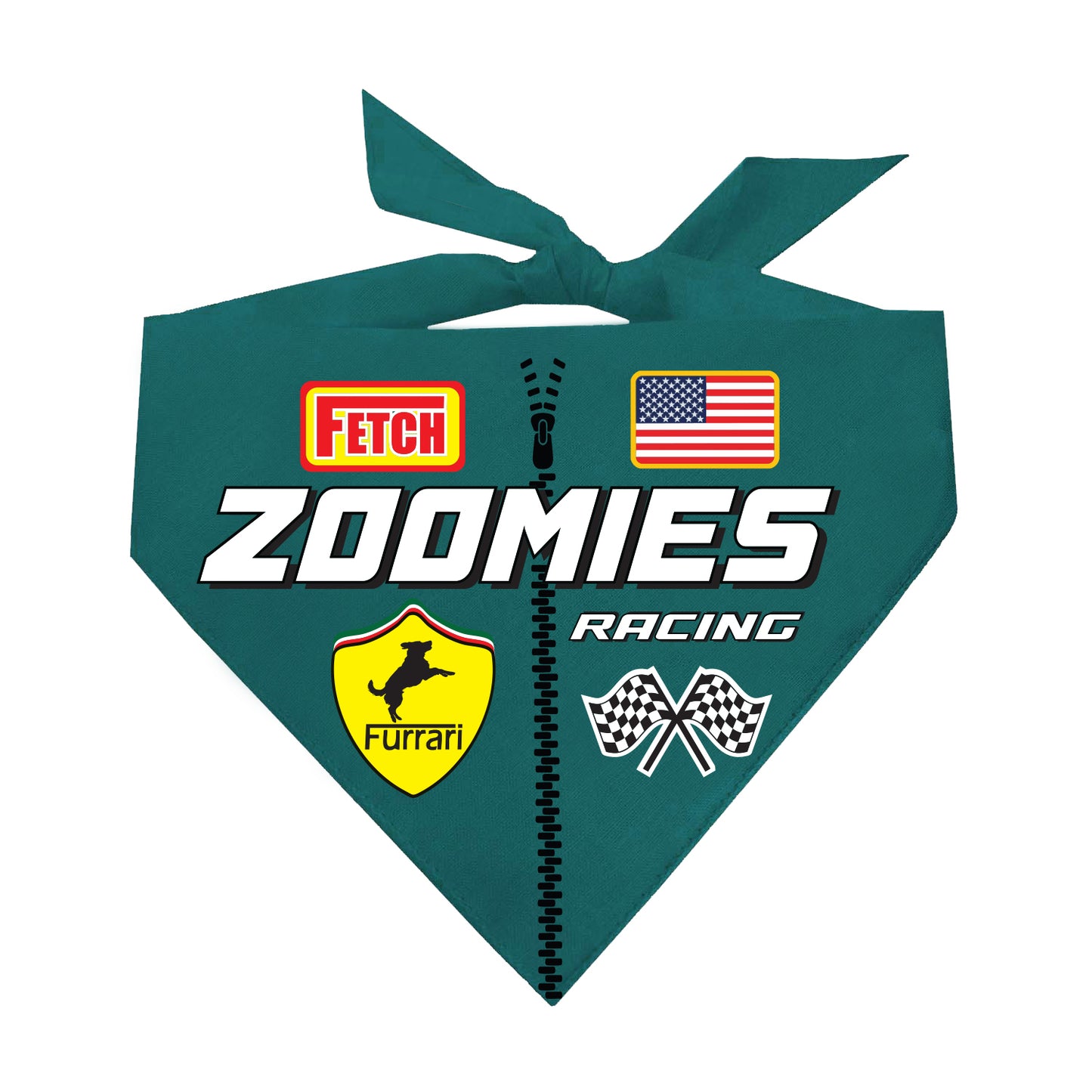 Zoomies Racecar Driver Dog Bandana | 100% Natural Cotton Triangle | Made in USA | Funny Race-Themed Pet Costume