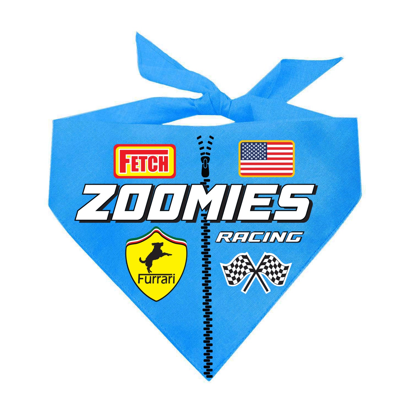 Zoomies Racecar Driver Dog Bandana | 100% Natural Cotton Triangle | Made in USA | Funny Race-Themed Pet Costume