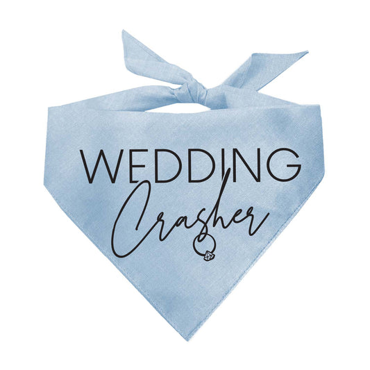 Wedding Crasher Dog Bandana (Black Print) | 100% Natural Cotton Triangle | Made in USA | Funny Wedding Pet Accessory