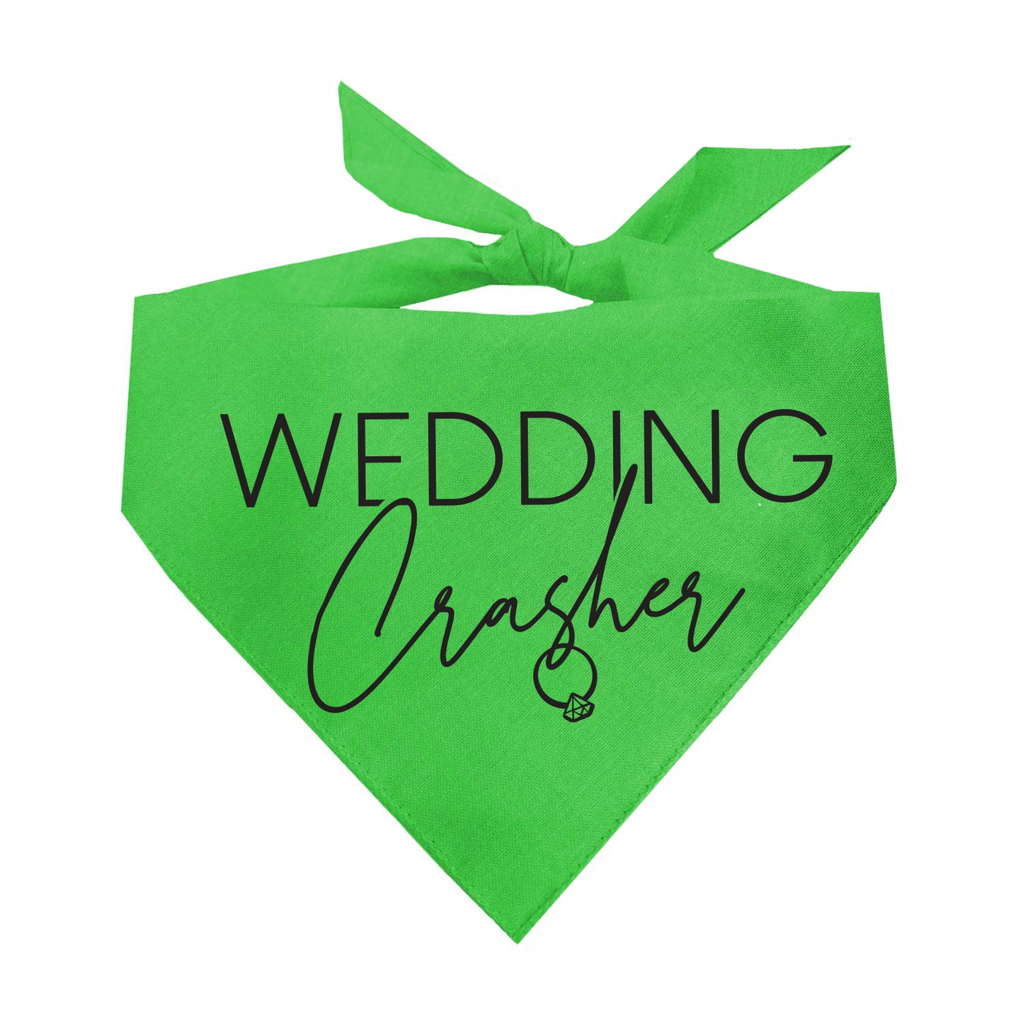Wedding Crasher Dog Bandana (Black Print) | 100% Natural Cotton Triangle | Made in USA | Funny Wedding Pet Accessory