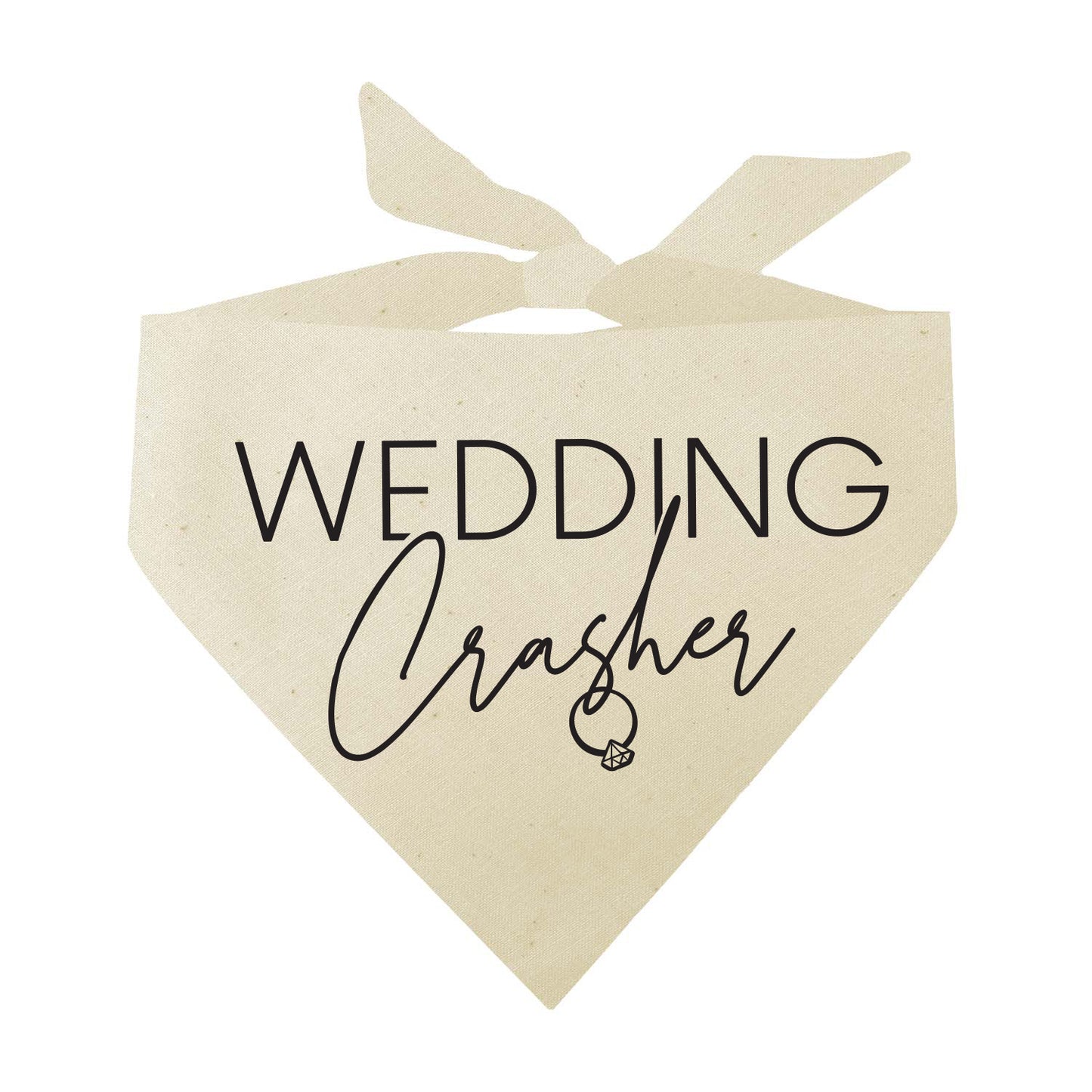 Wedding Crasher Dog Bandana (Black Print) | 100% Natural Cotton Triangle | Made in USA | Funny Wedding Pet Accessory