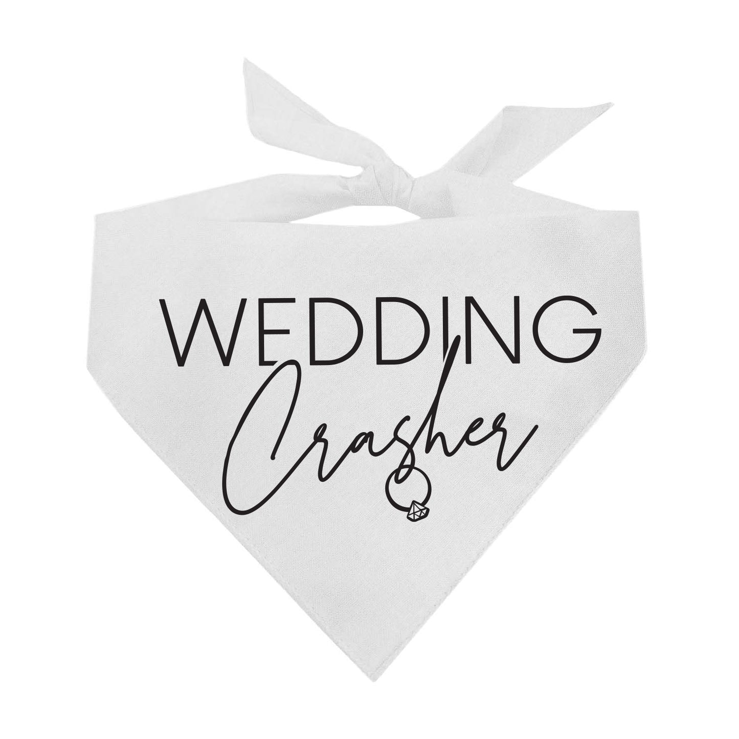 Wedding Crasher Dog Bandana (Black Print) | 100% Natural Cotton Triangle | Made in USA | Funny Wedding Pet Accessory