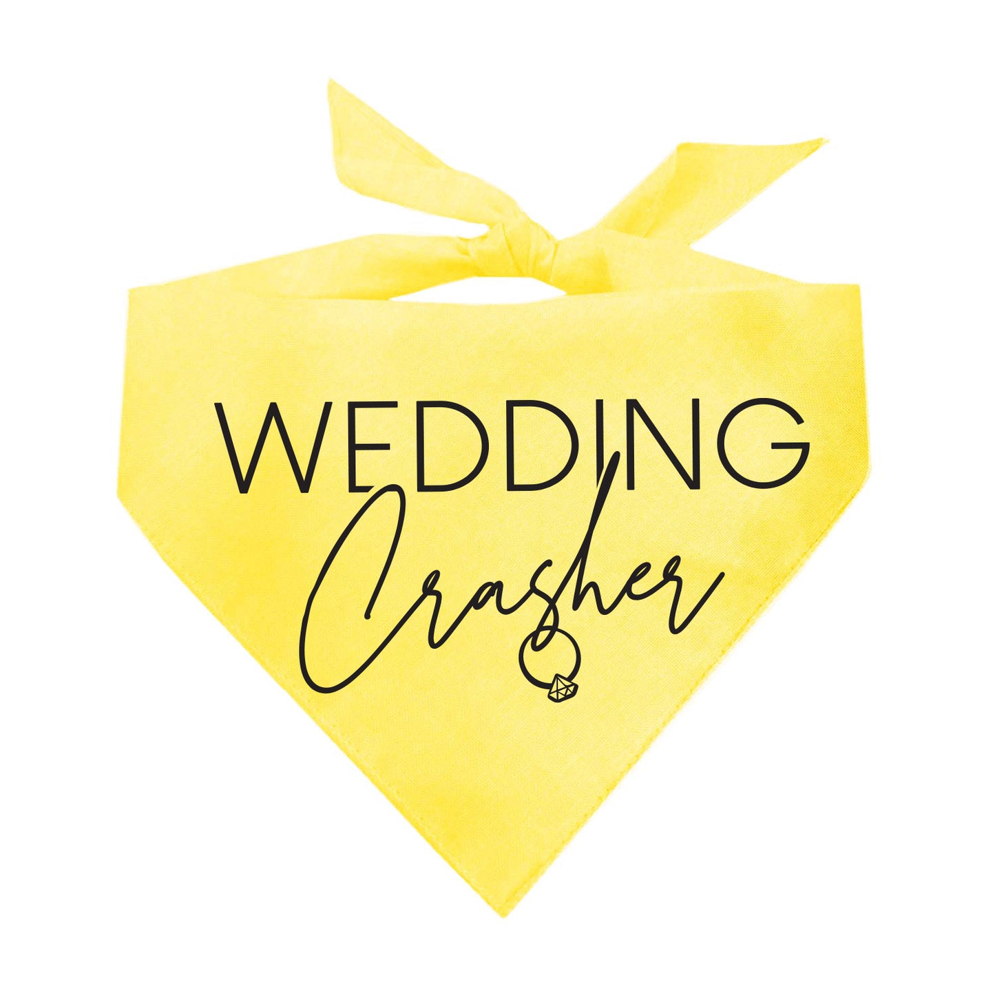 Wedding Crasher Dog Bandana (Black Print) | 100% Natural Cotton Triangle | Made in USA | Funny Wedding Pet Accessory