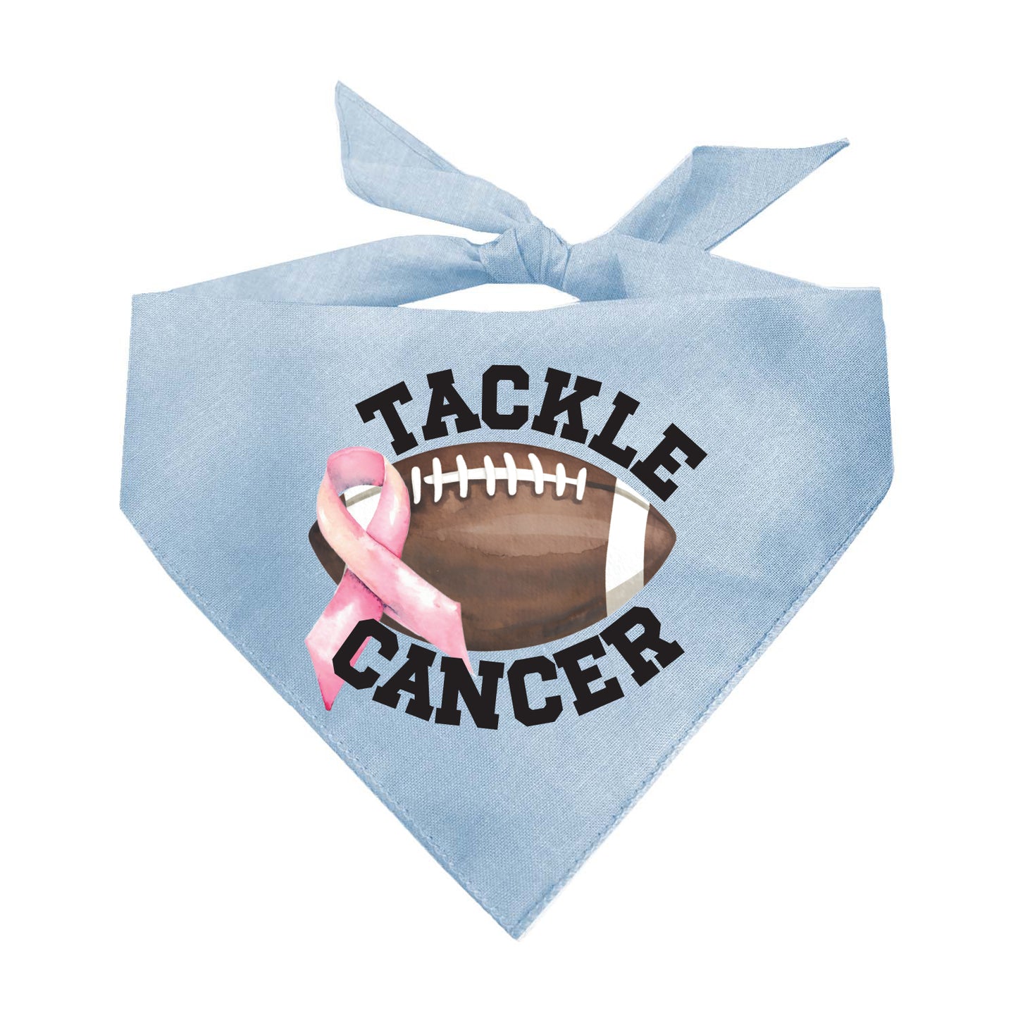 Tackle Cancer Dog Bandana | 100% Natural Cotton Triangle | Made in USA | Awareness & Support Pet Accessory