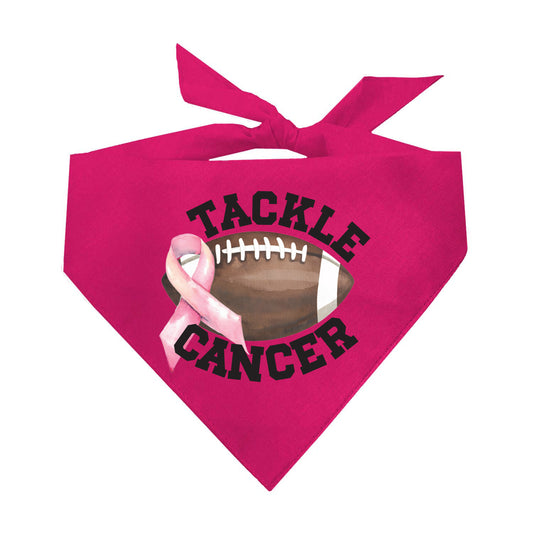 Tackle Cancer Dog Bandana | 100% Natural Cotton Triangle | Made in USA | Awareness & Support Pet Accessory