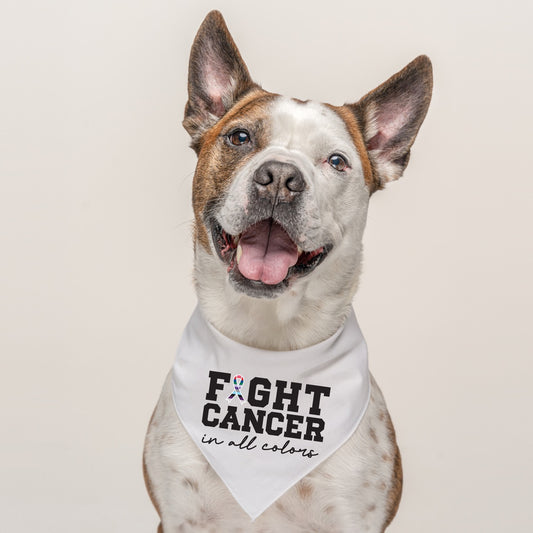 Fight Cancer in All Colors Dog Bandana | 100% Natural Cotton Triangle | Made in USA | Awareness & Support Pet Accessory