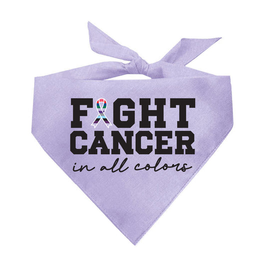Fight Cancer in All Colors Dog Bandana | 100% Natural Cotton Triangle | Made in USA | Awareness & Support Pet Accessory
