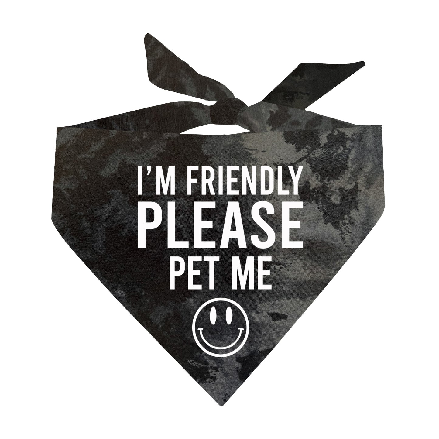 I'm Friendly Please Pet Me Scrunch Tie Dye Pattern Triangle Dog Bandana