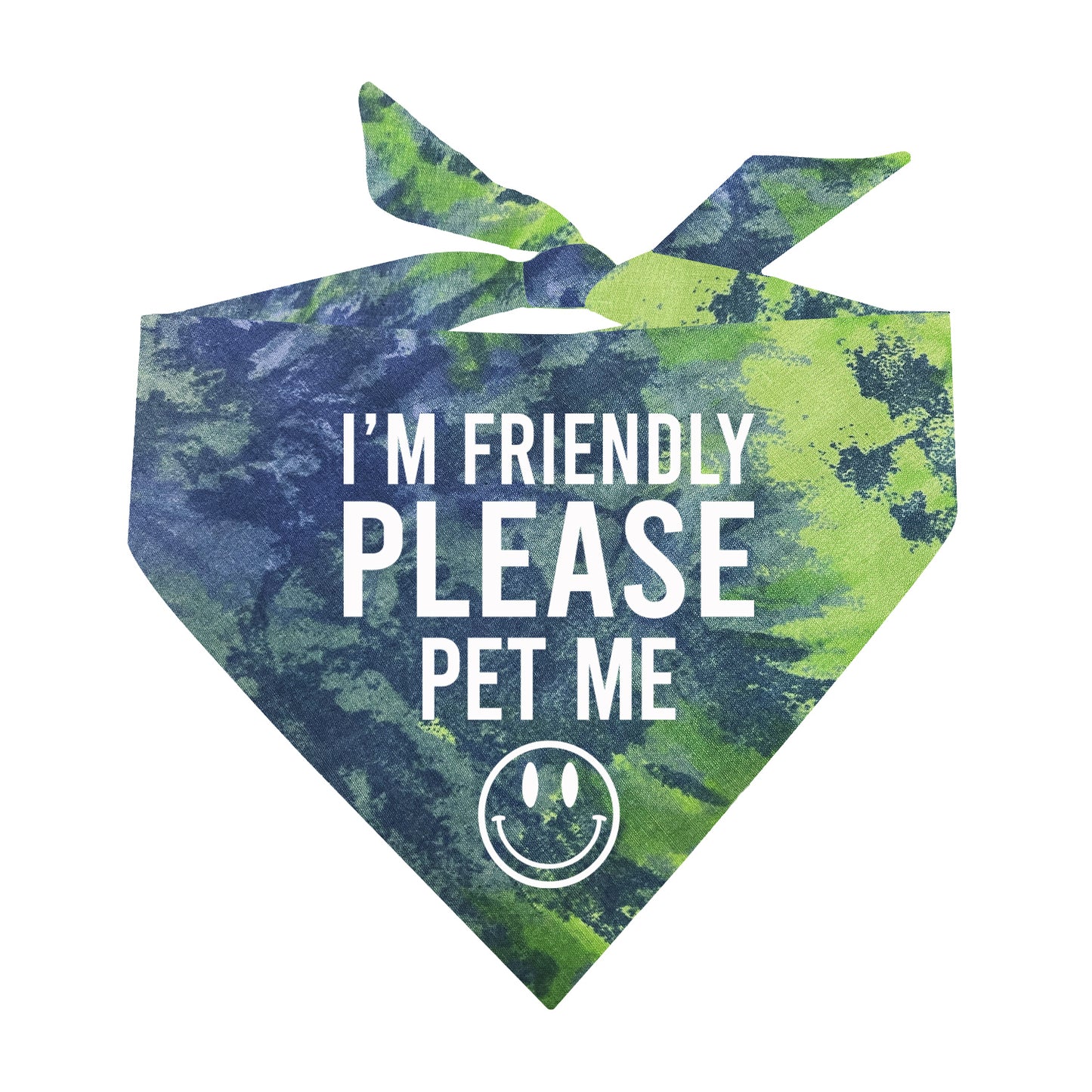 I'm Friendly Please Pet Me Scrunch Tie Dye Pattern Triangle Dog Bandana