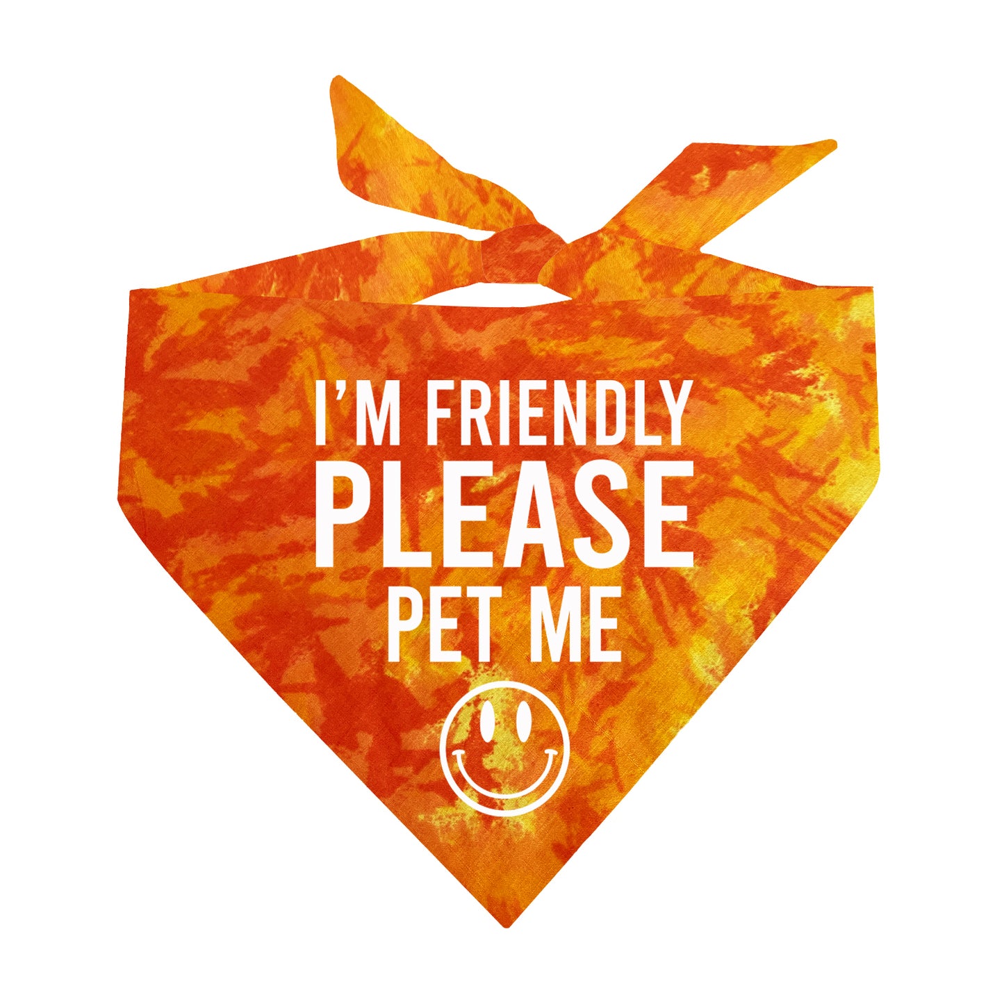 I'm Friendly Please Pet Me Scrunch Tie Dye Pattern Triangle Dog Bandana