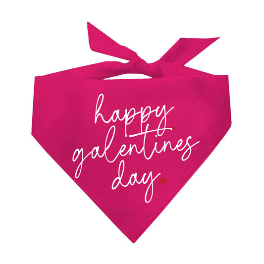 Happy Galentine’s Day Dog Bandana | 100% Natural Cotton Triangle | Made in USA | Valentine’s Day Pet Outfit | Festive Pup Accessory