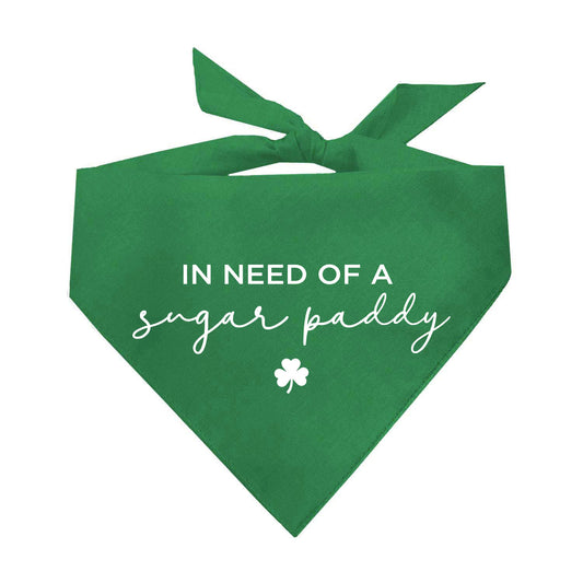In Need of a Sugar Paddy Dog Bandana | 100% Natural Cotton Triangle | Made in USA | St. Patrick’s Day Pet Outfit | Festive Pup Accessory