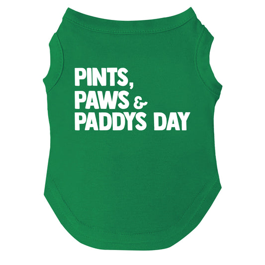 Pints, Paws & Paddy’s Day Dog Tee | Soft Cotton Blend | Made in USA | St. Patrick’s Day Dog Shirt | Funny Irish Pet Apparel