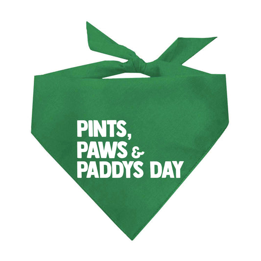 Pints, Paws & Paddy’s Day Dog Bandana | 100% Natural Cotton Triangle | Made in USA | St. Patrick’s Day Pet Outfit | Festive Pup Accessory