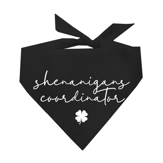 Shenanigans Coordinator Dog Bandana | 100% Natural Cotton Triangle | Made in USA | St. Patrick’s Day Pet Outfit | Festive Pup Accessory