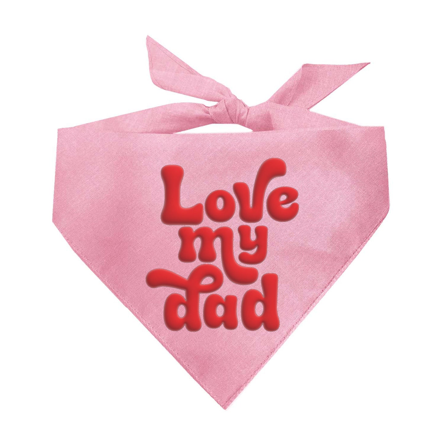 Love My Dad Dog Bandana – Groovy Red Puff Print | Cute Pet Accessory for Dog Dads