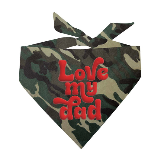 Love My Dad Dog Bandana – Groovy Red Puff Print | Cute Pet Accessory for Dog Dads