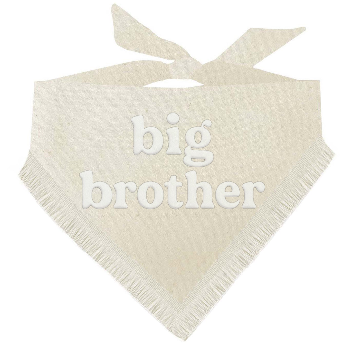 Big Brother Boho Dog Bandana – Baby Announcement Pet Accessory with Puff Print & Pom Pom Trim