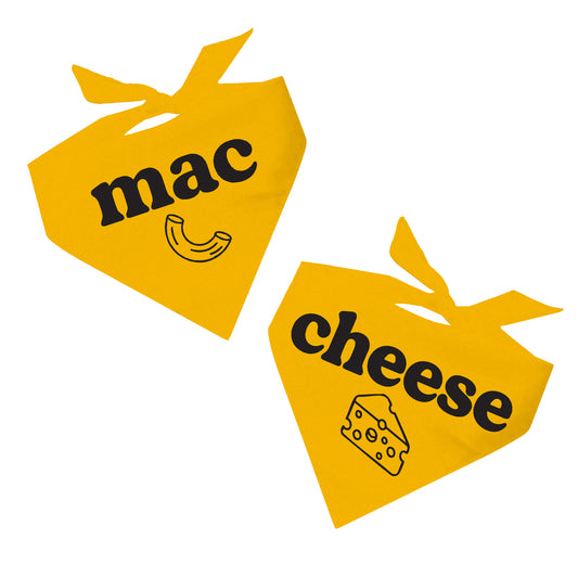 Mac & Cheese Dog Bandanas (2 Pack) | 100% Natural Cotton Triangle | Made in USA | Funny Food-Themed Pet Costumes