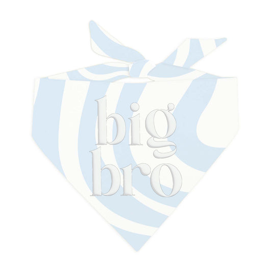 Big Bro Dog Bandana – Blue Wavy Puff Print Baby Announcement | Natural Cotton Pet Accessory