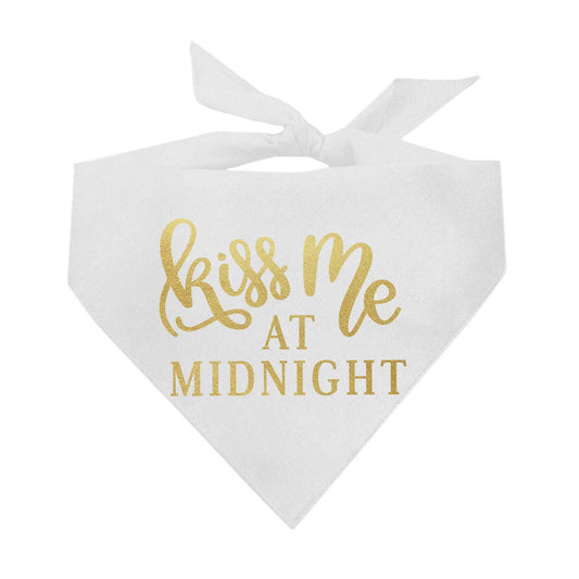 Kiss Me at Midnight – Dog Bandana | New Year’s Eve Pet Accessory | Soft Cotton Triangle | Holiday Party Bandana