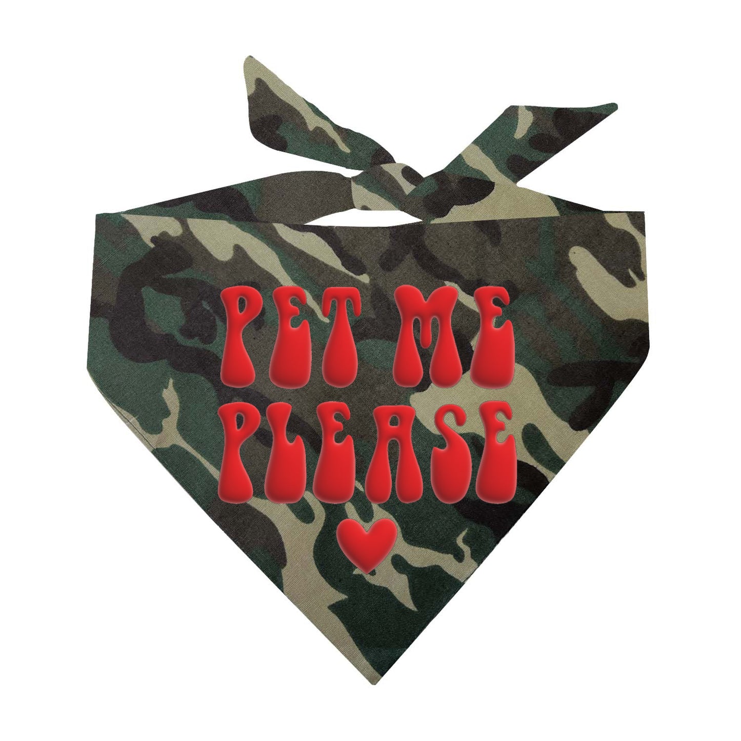 Pet Me Please Dog Bandana – Red Puff Print on Natural Cotton | Friendly Pet Accessory for Outgoing Pups