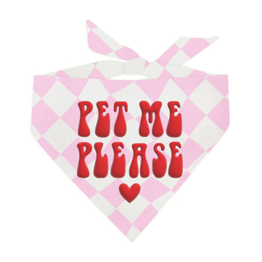 Pet Me Please Dog Bandana – Red Puff Print on Natural Cotton | Friendly Pet Accessory for Outgoing Pups