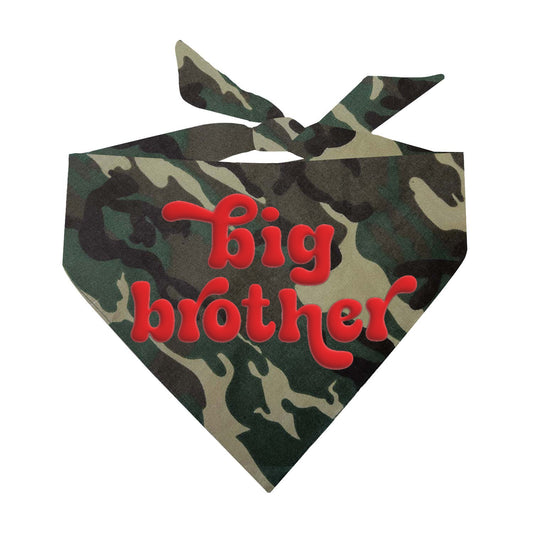Big Brother Dog Bandana – Red Puff Print | Baby Announcement Pet Accessory