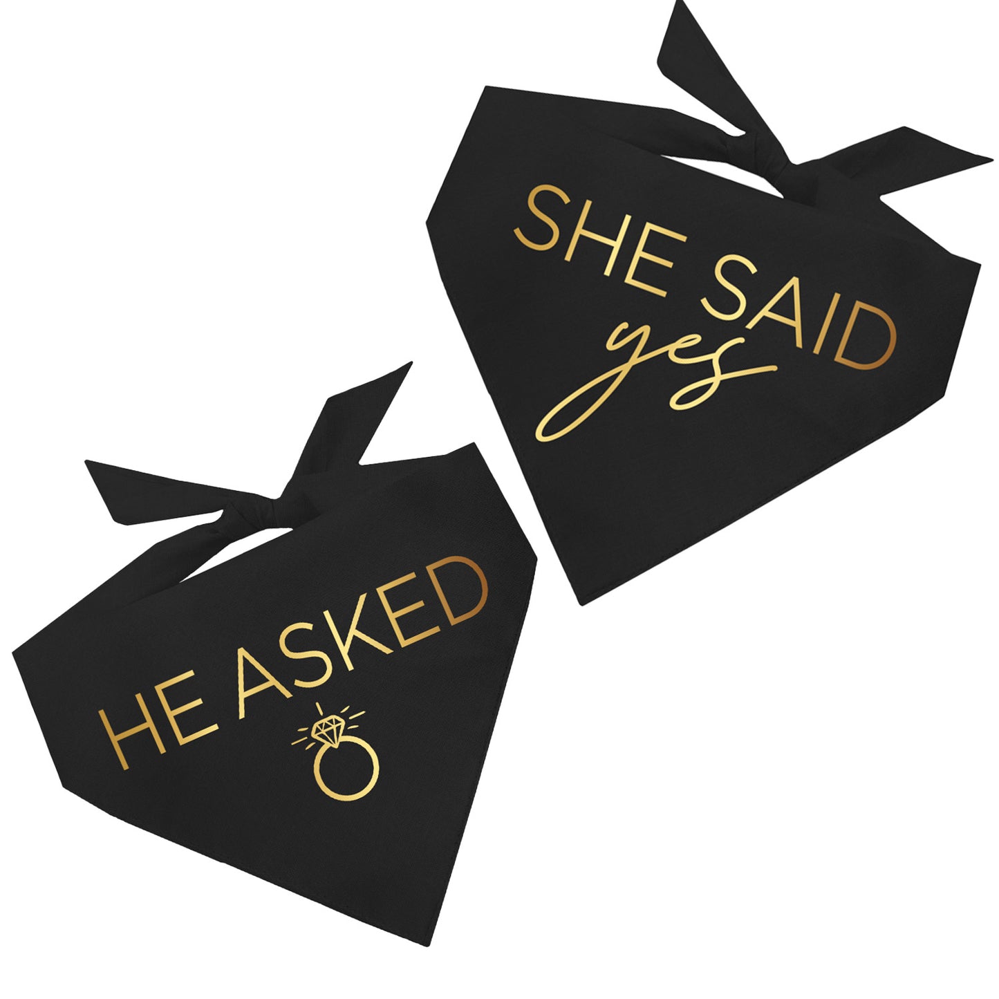 He Asked / She Said Yes 2 Pack Metallic Dog Bandana