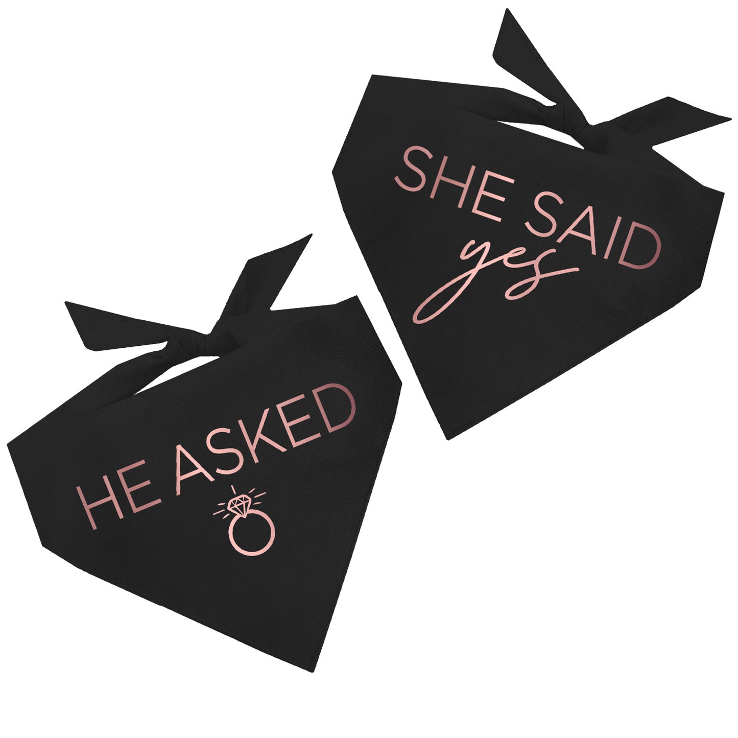 He Asked / She Said Yes 2 Pack Metallic Dog Bandana