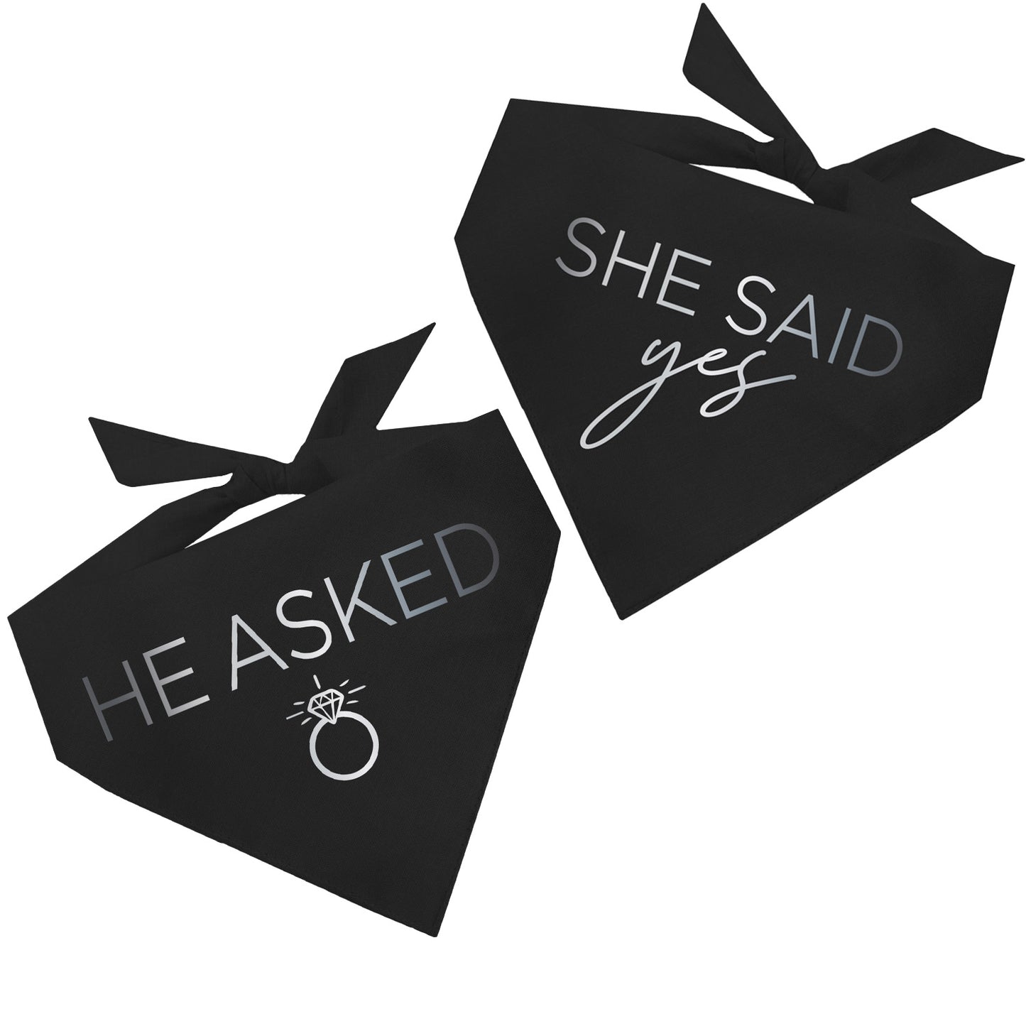 He Asked / She Said Yes 2 Pack Metallic Dog Bandana