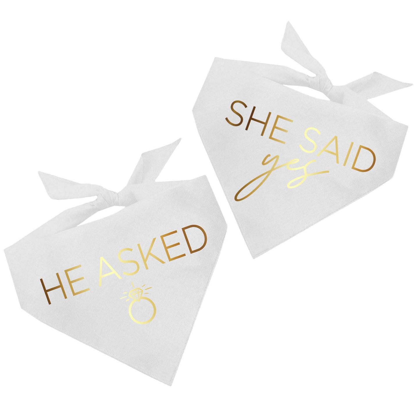 He Asked / She Said Yes 2 Pack Metallic Dog Bandana