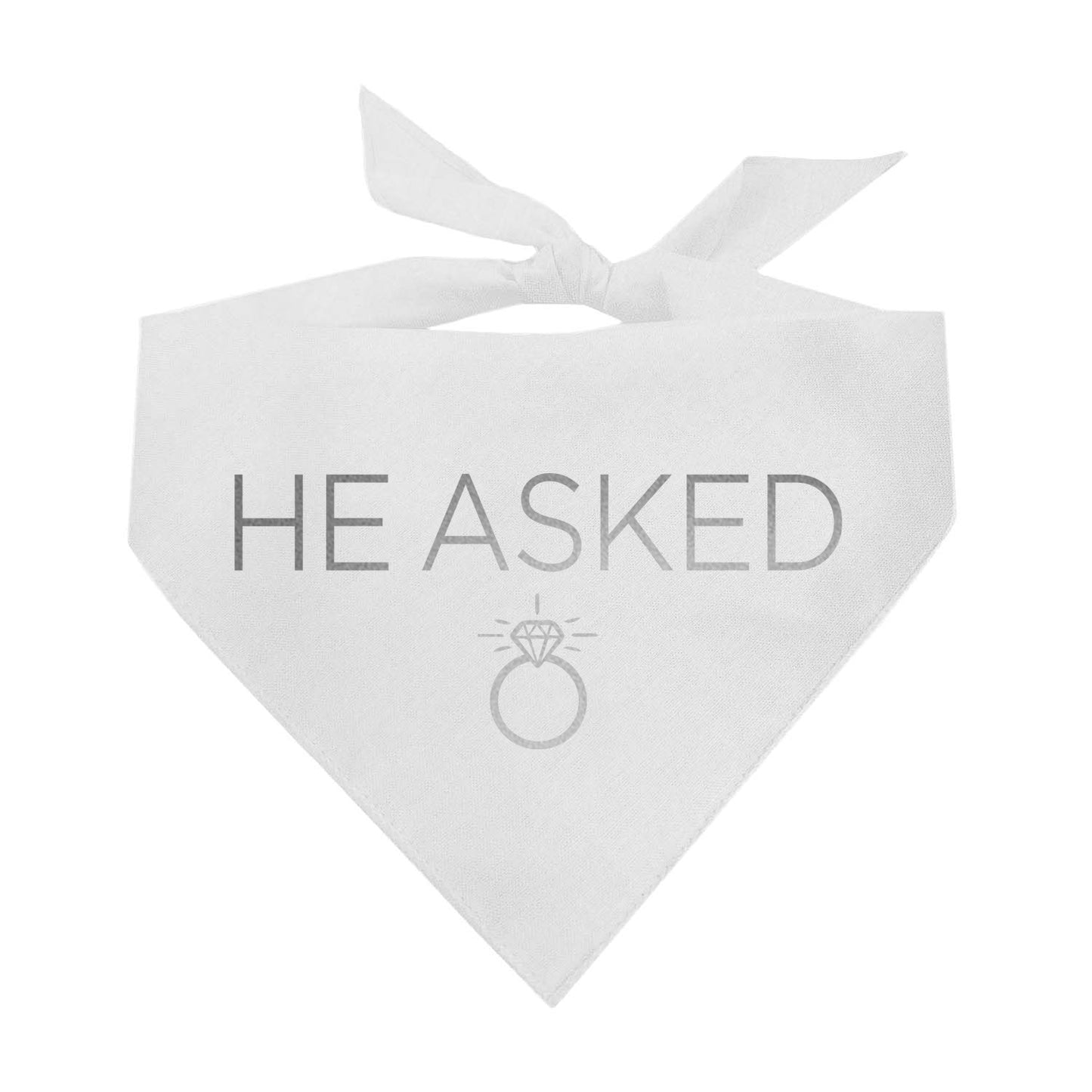 He Asked Dog Bandana | Natural Cotton with Metallic Foil | Engagement or Proposal Pet Accessory | Wedding Announcement Dog Outfit