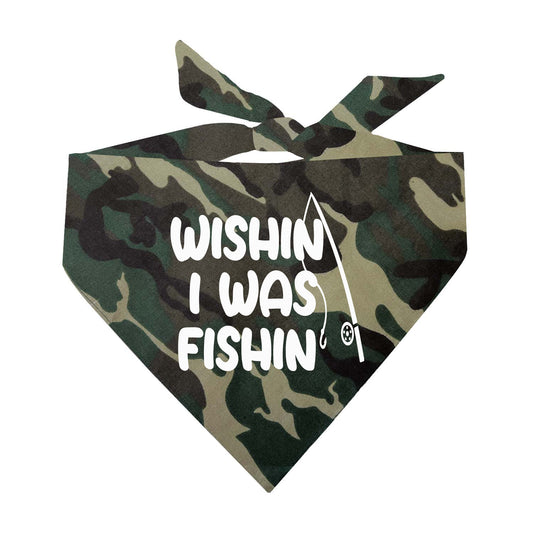 Wishin' I Was Fishin' Triangle Dog Bandana (Assorted Colors)
