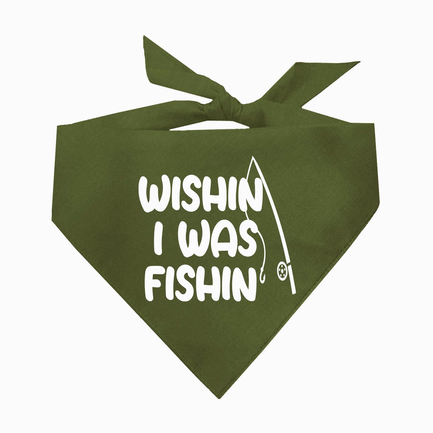 Wishin' I Was Fishin' Triangle Dog Bandana (Assorted Colors)