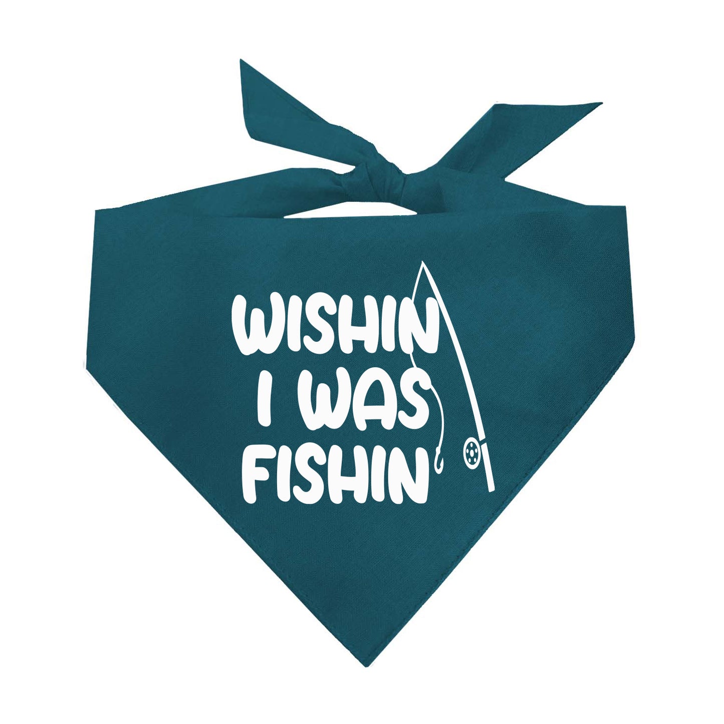 Wishin' I Was Fishin' Triangle Dog Bandana (Assorted Colors)