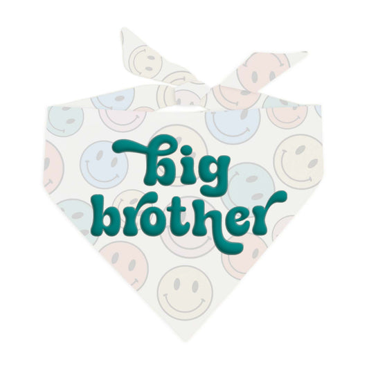 Big Brother Dog Bandana – Baby Announcement with Puff Print | Natural Cotton Pet Accessory