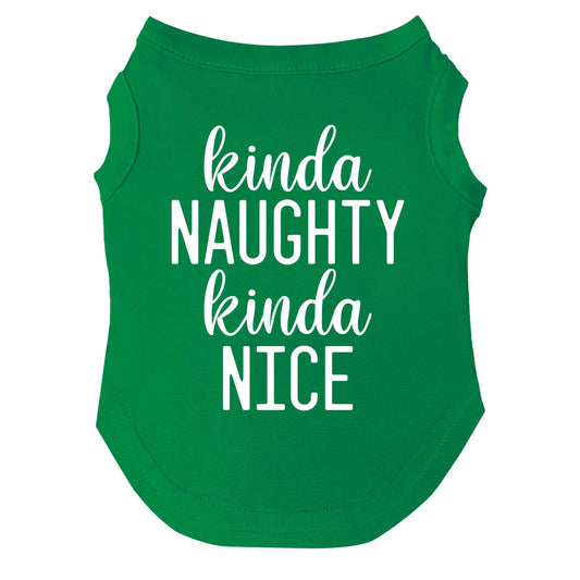 Kinda Naughty Kinda Nice Dog Tee | Christmas Pet Outfit | Soft Cotton Blend | Made in USA