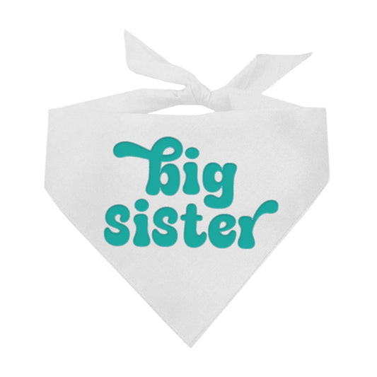 Big Sister Dog Bandana – Baby Announcement with Puff Print | Natural Cotton Pet Accessory