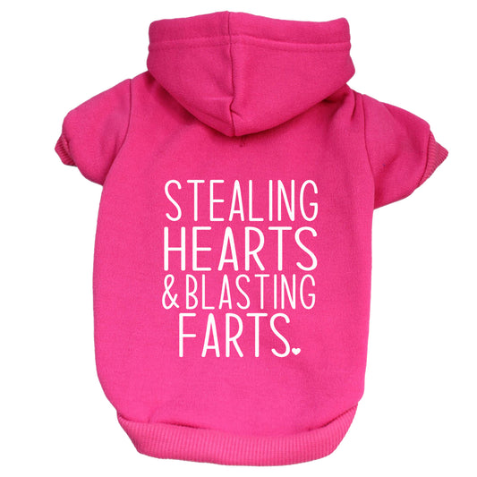 Stealing Hearts & Blasting Farts Valentine's Day Dog Hoodie
