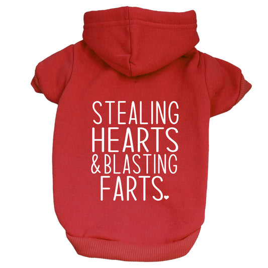 Stealing Hearts & Blasting Farts Valentine's Day Dog Hoodie