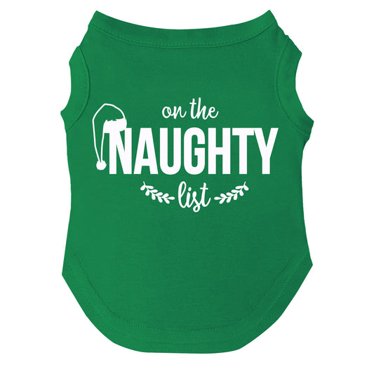 On the Naughty List Dog Tee | Christmas Pet Outfit | Soft Cotton Blend | Made in USA