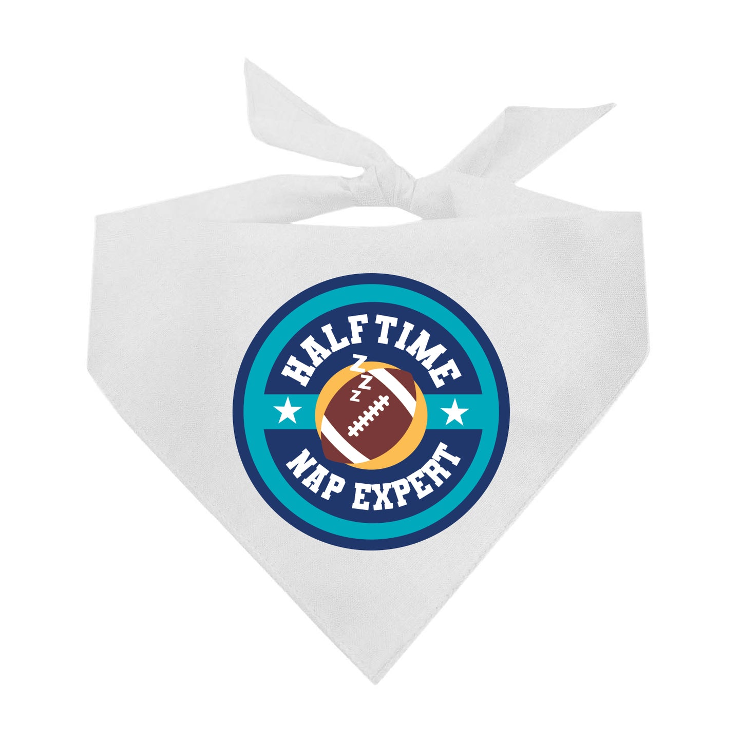 Halftime Nap Expert Dog Bandana | 100% Natural Cotton Triangle | Made in USA | Funny Football Pet Accessory