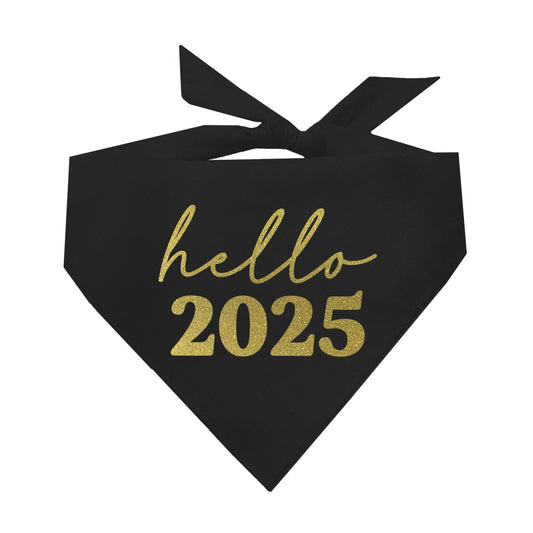 Hello 2025 Gold Dog Bandana