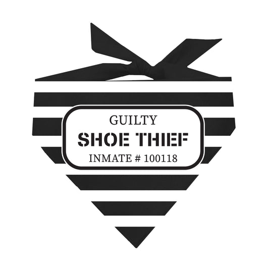 Shoe Thief Prisoner Dog Bandana | 100% Natural Cotton Triangle | Made in USA | Funny Pet Costume Accessory