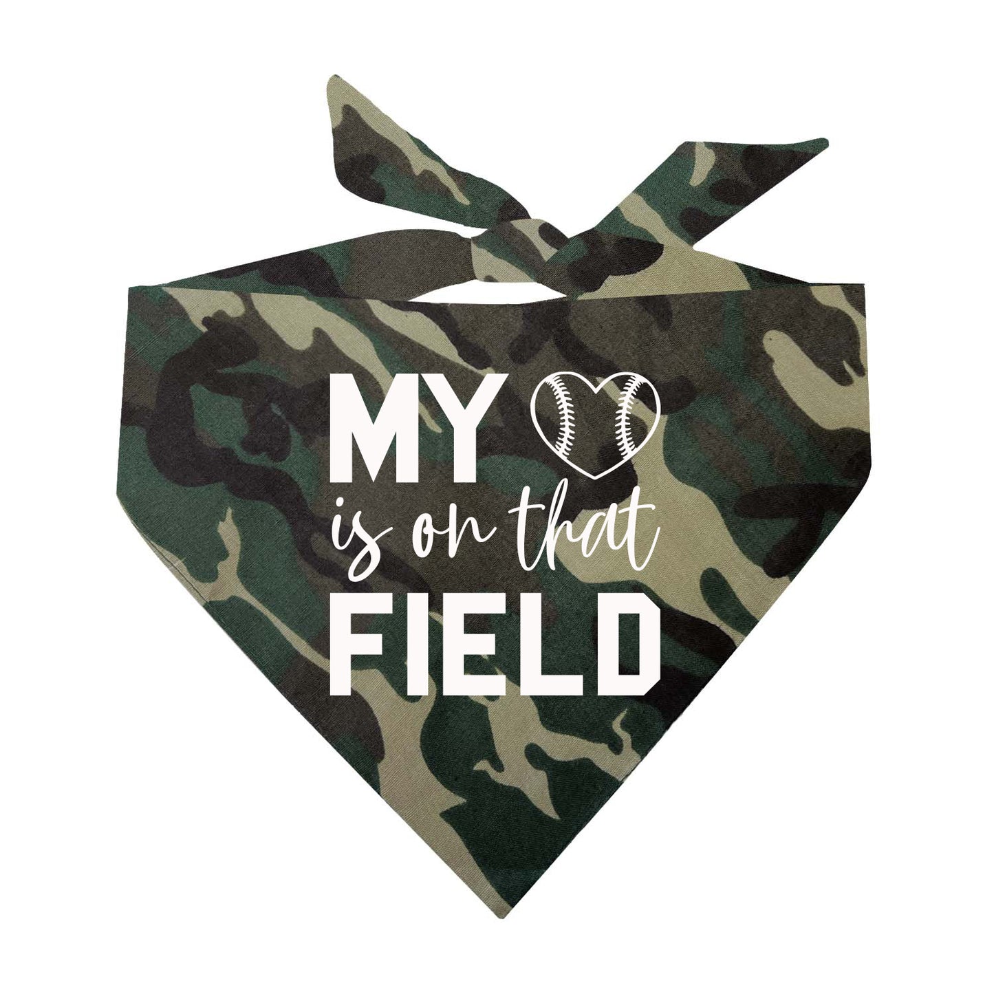 My Heart Is On The Field (Baseball) Triangle Dog Bandana